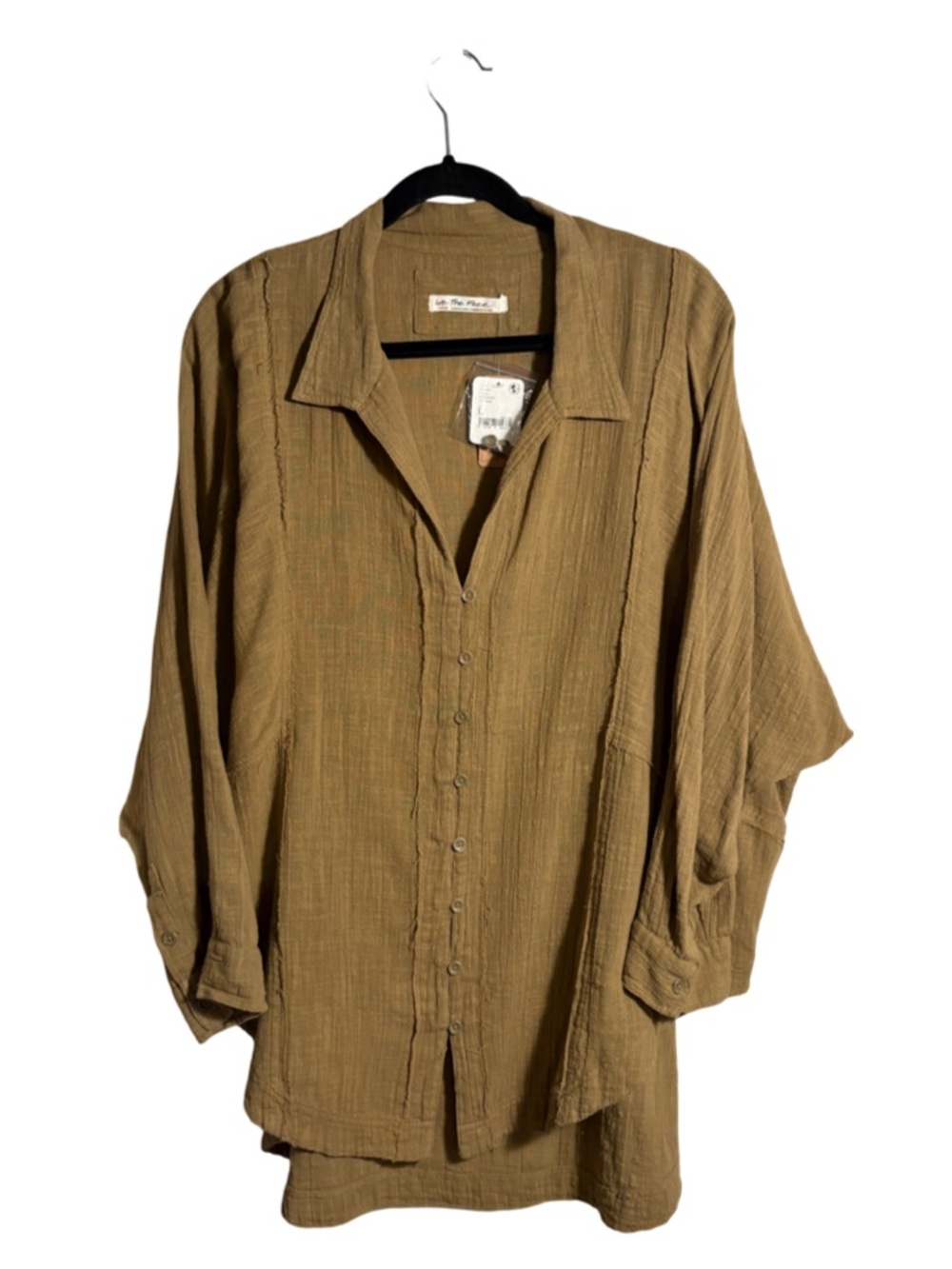 Free People Golden Brown Button-Front Tunic